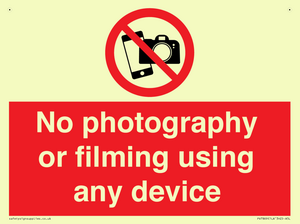 No photography or filming using any device